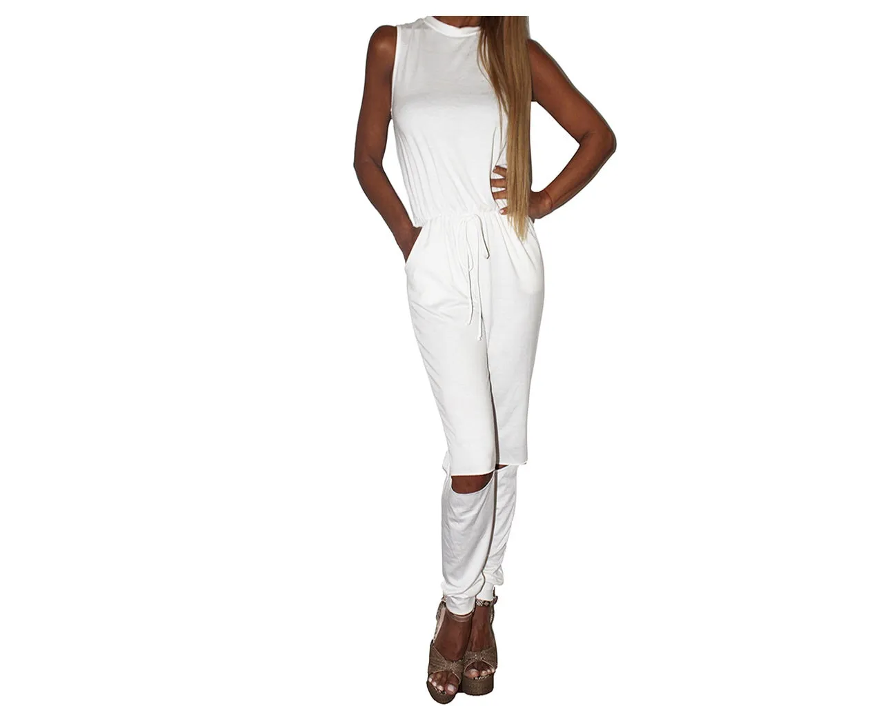 Midnight Blue knee cut-out Jumpsuit - The Milano