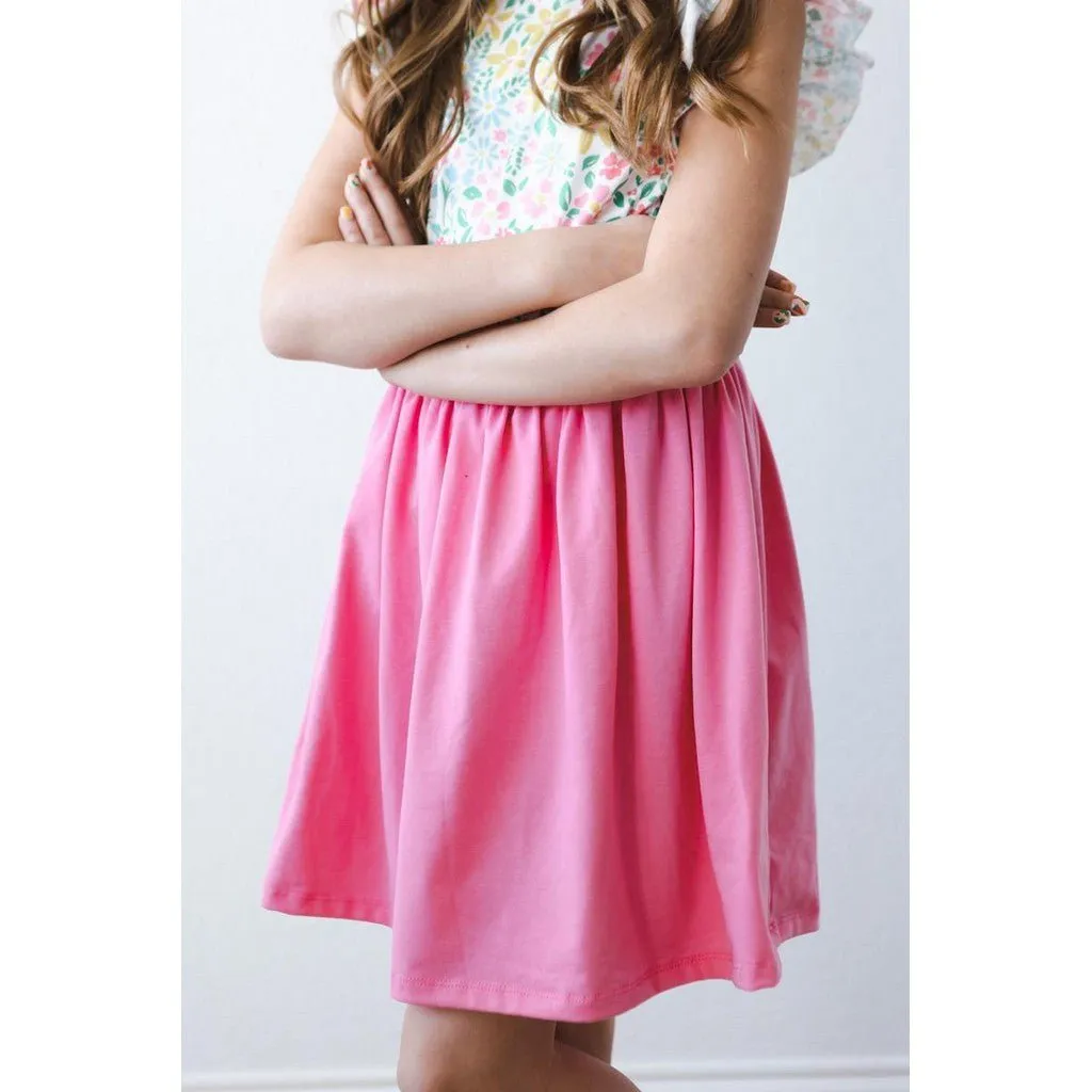 Mila & Rose Rosie Ruffle Tee and Flamingo Pink Twirl Skirt Set