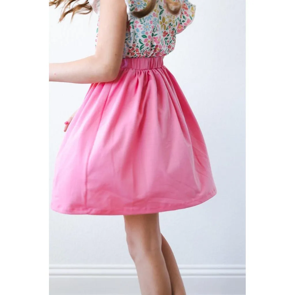Mila & Rose Rosie Ruffle Tee and Flamingo Pink Twirl Skirt Set