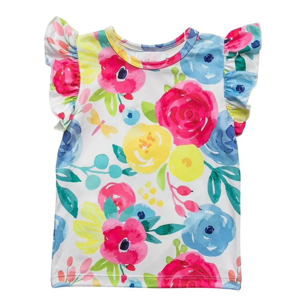 Mila & Rose Rosie Ruffle Tee and Flamingo Pink Twirl Skirt Set