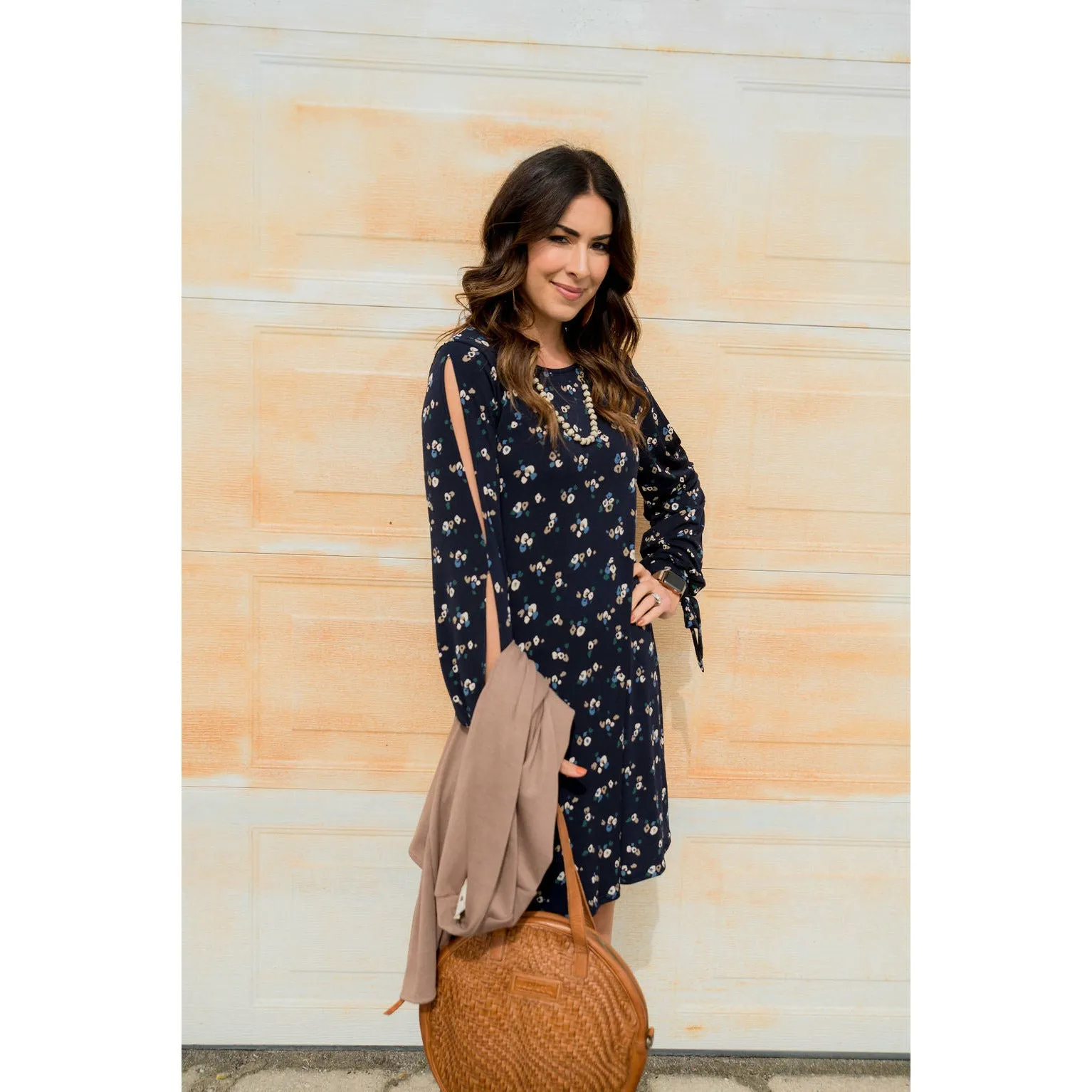 Mini Floral Slit Sleeve Dress
