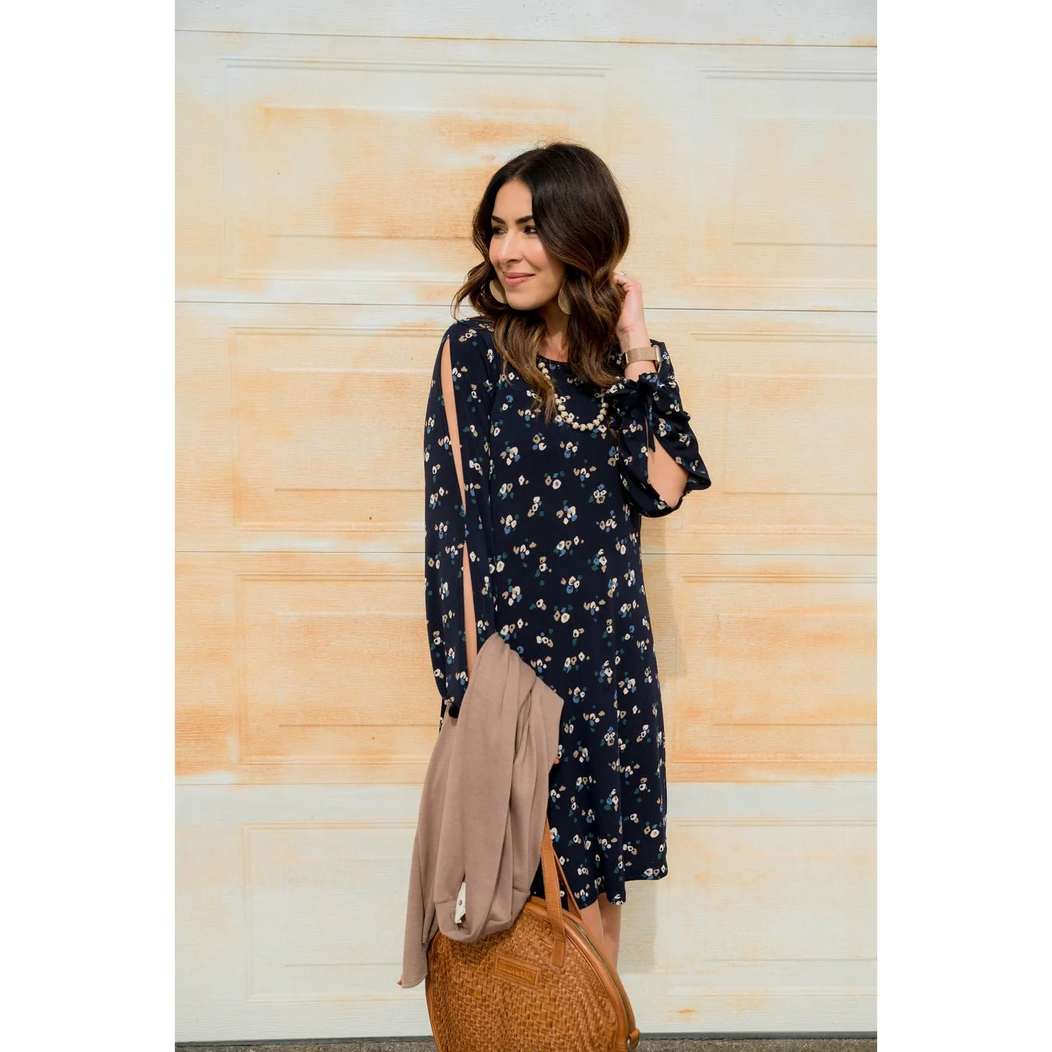 Mini Floral Slit Sleeve Dress
