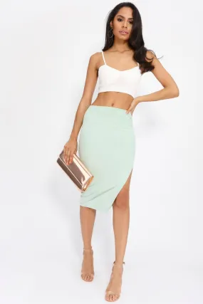 Mint Midi Skirt With Split