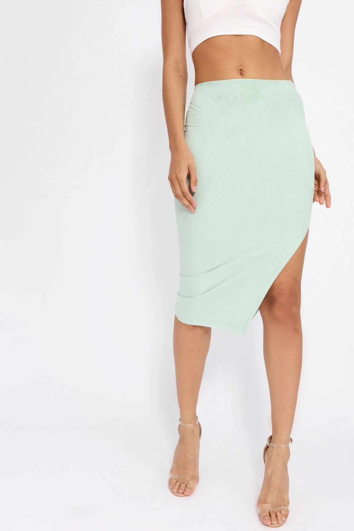 Mint Midi Skirt With Split