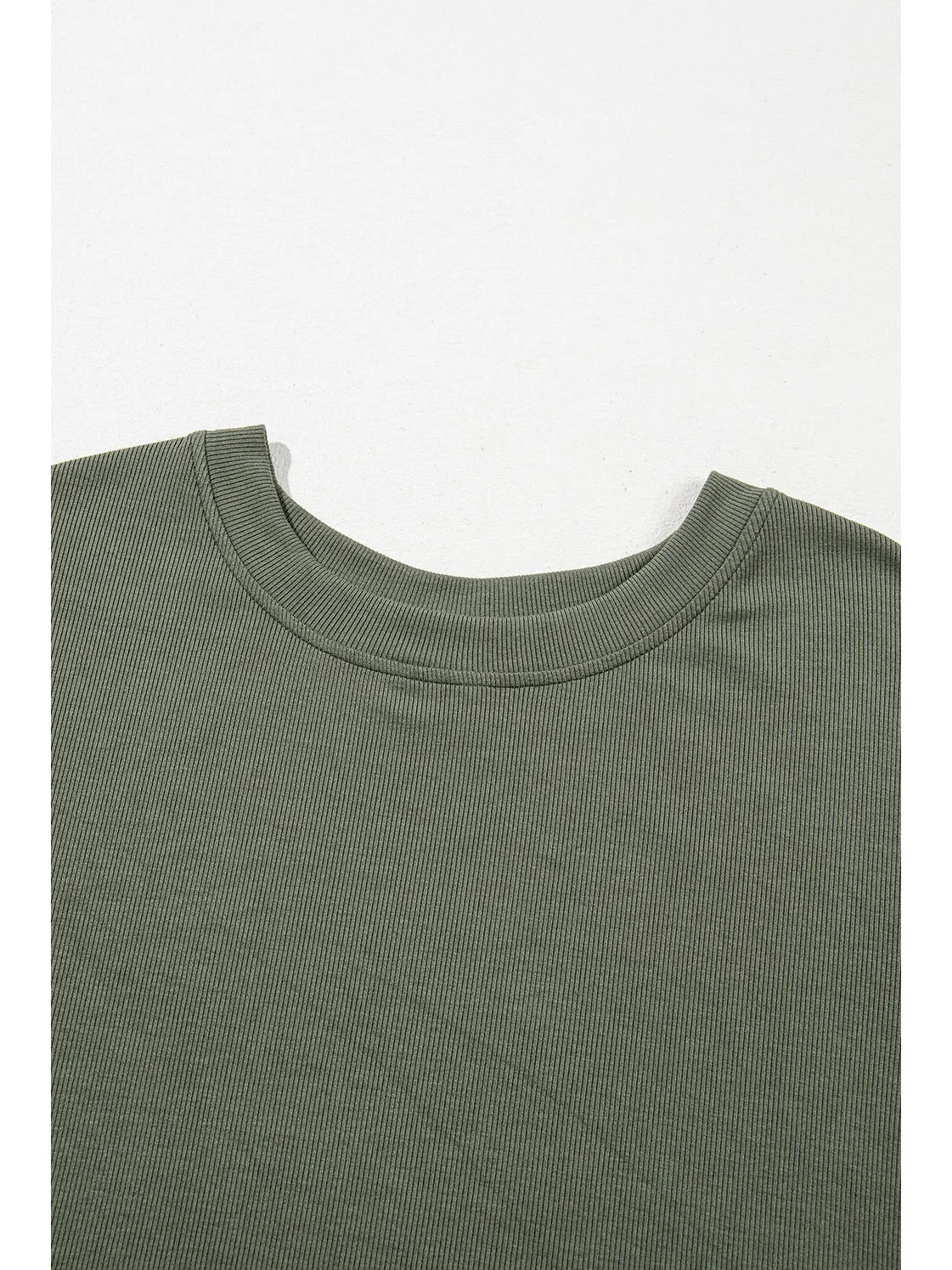 Mist Green Plus Size Thermal Knitted Babydoll Flare Top
