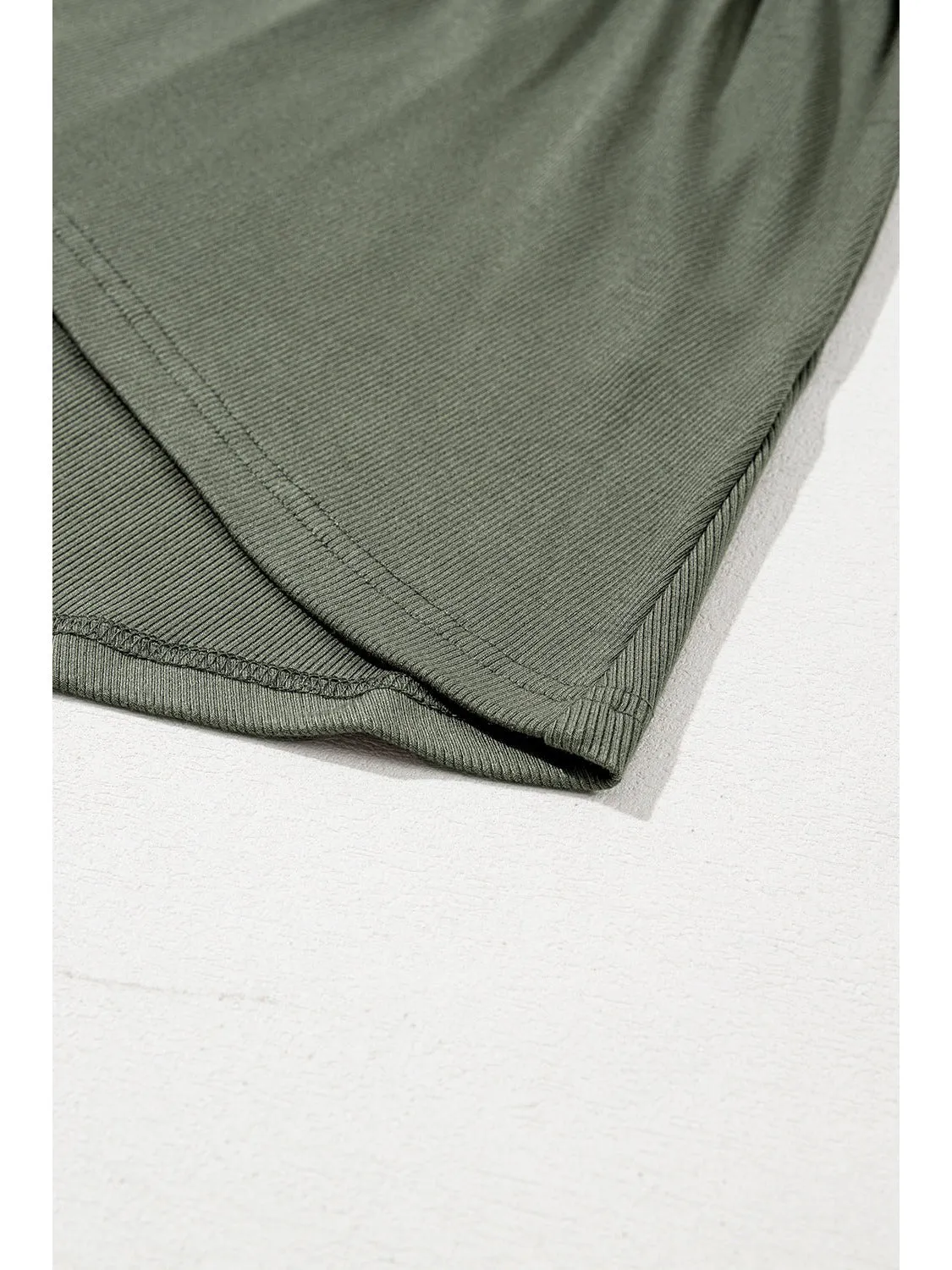Mist Green Plus Size Thermal Knitted Babydoll Flare Top