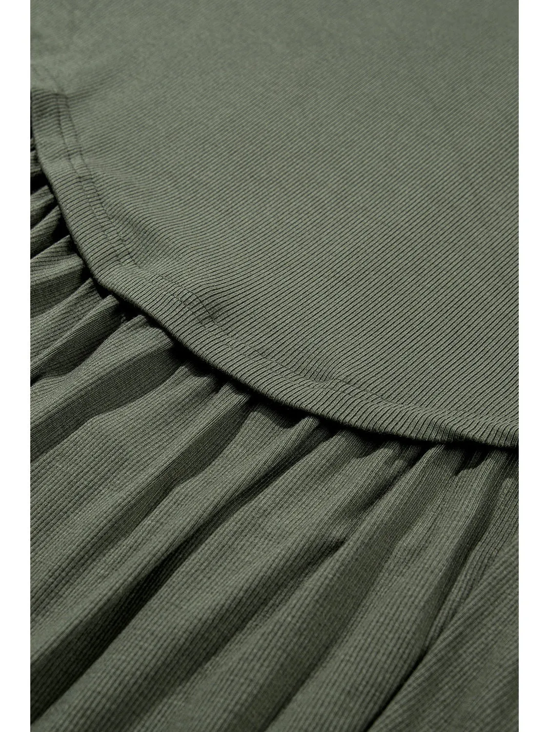 Mist Green Plus Size Thermal Knitted Babydoll Flare Top