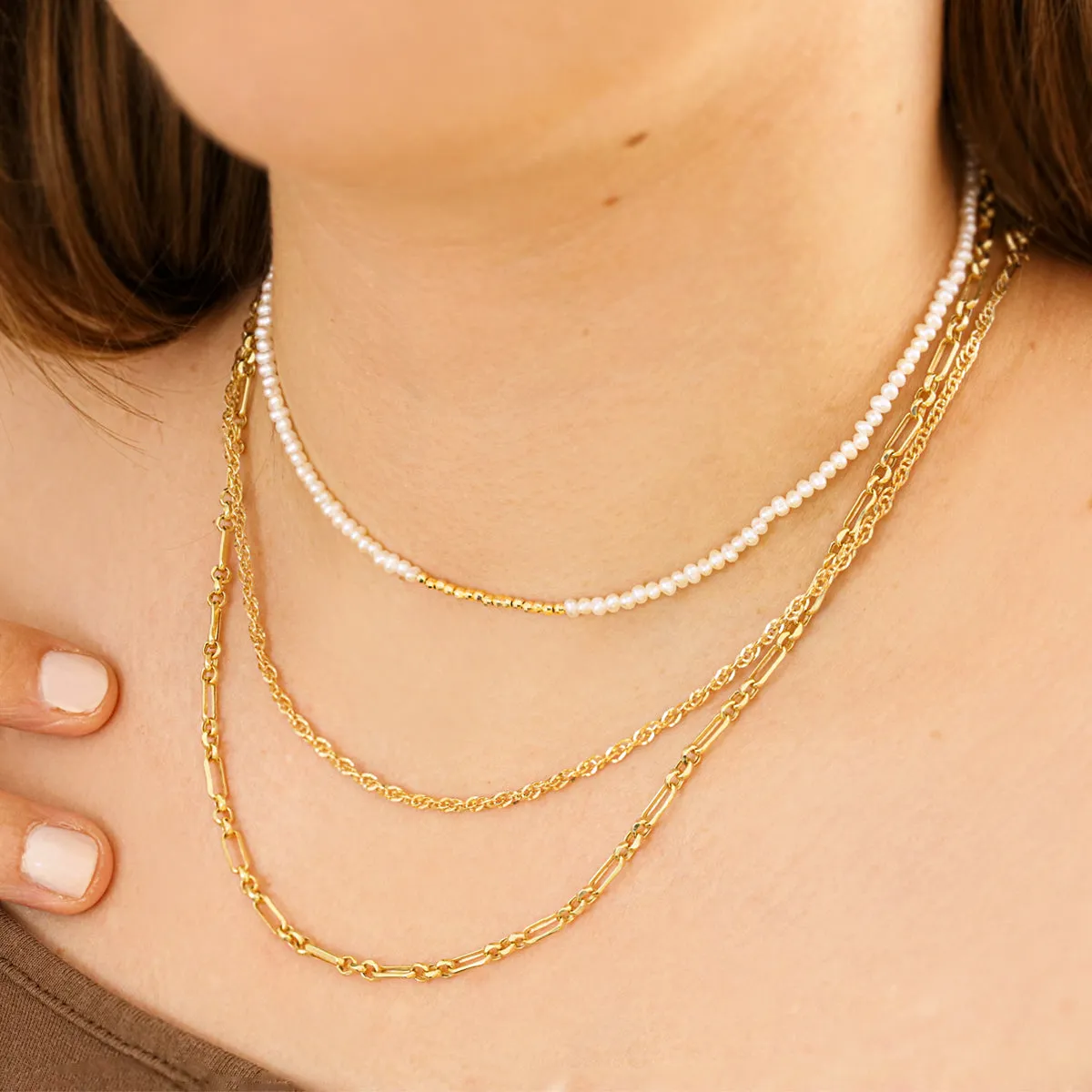 Mizuki Sea of Beauty Collection Dancing Freshwater Pearl  & Gold Bead Necklace | 14K Yellow Gold