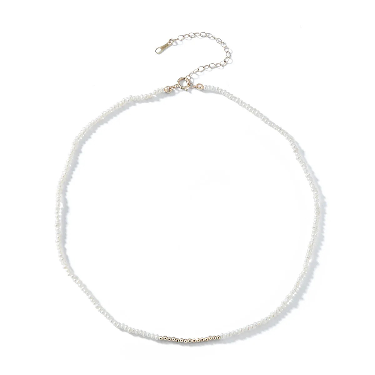 Mizuki Sea of Beauty Collection Dancing Freshwater Pearl  & Gold Bead Necklace | 14K Yellow Gold