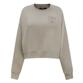 MLB MIAMI MARLINS NEUTRAL WOMEN'S CREWNECK (TAUPE)