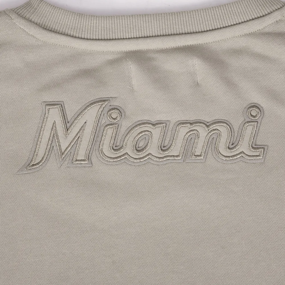 MLB MIAMI MARLINS NEUTRAL WOMEN'S CREWNECK (TAUPE)