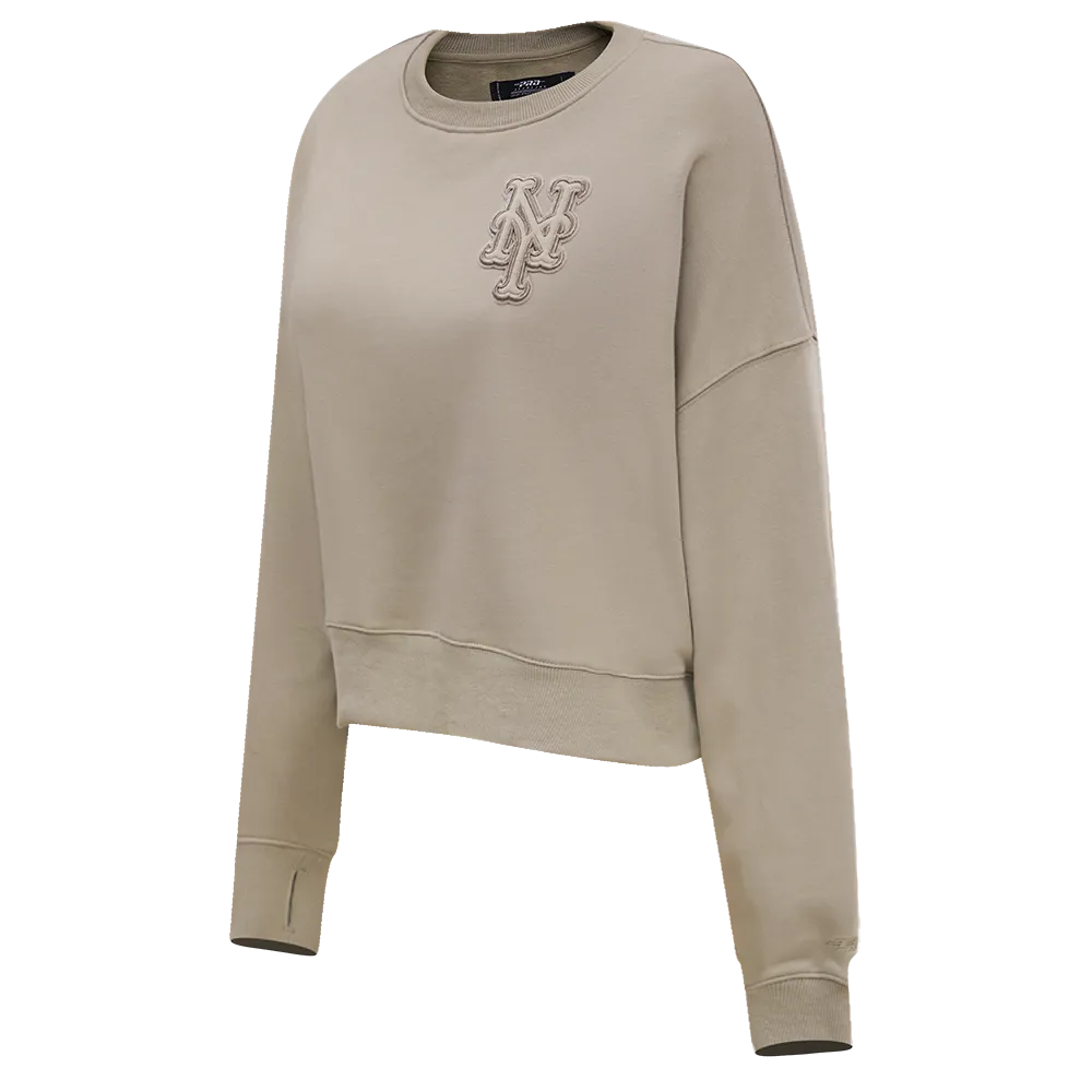 MLB NEW YORK METS NEUTRAL WOMEN'S CREWNECK (TAUPE)