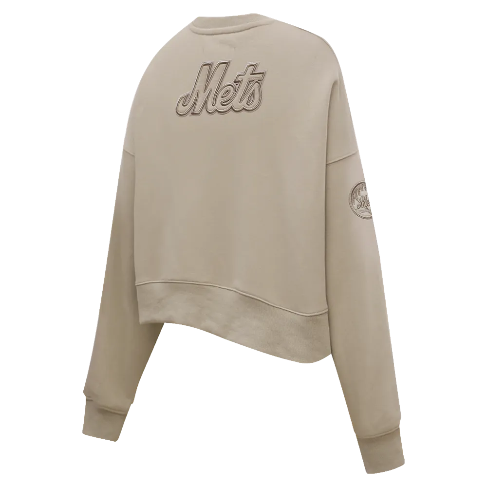 MLB NEW YORK METS NEUTRAL WOMEN'S CREWNECK (TAUPE)