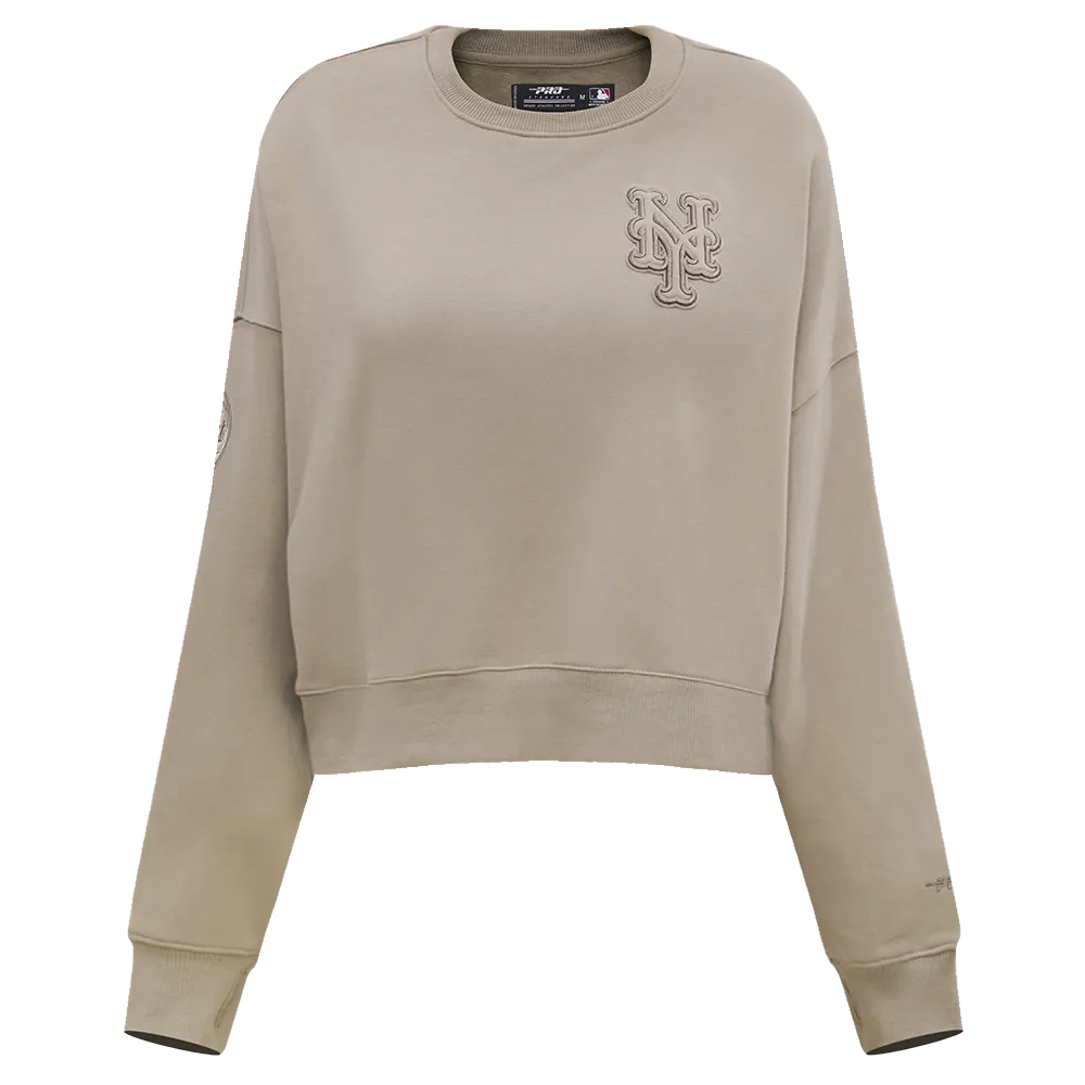 MLB NEW YORK METS NEUTRAL WOMEN'S CREWNECK (TAUPE)