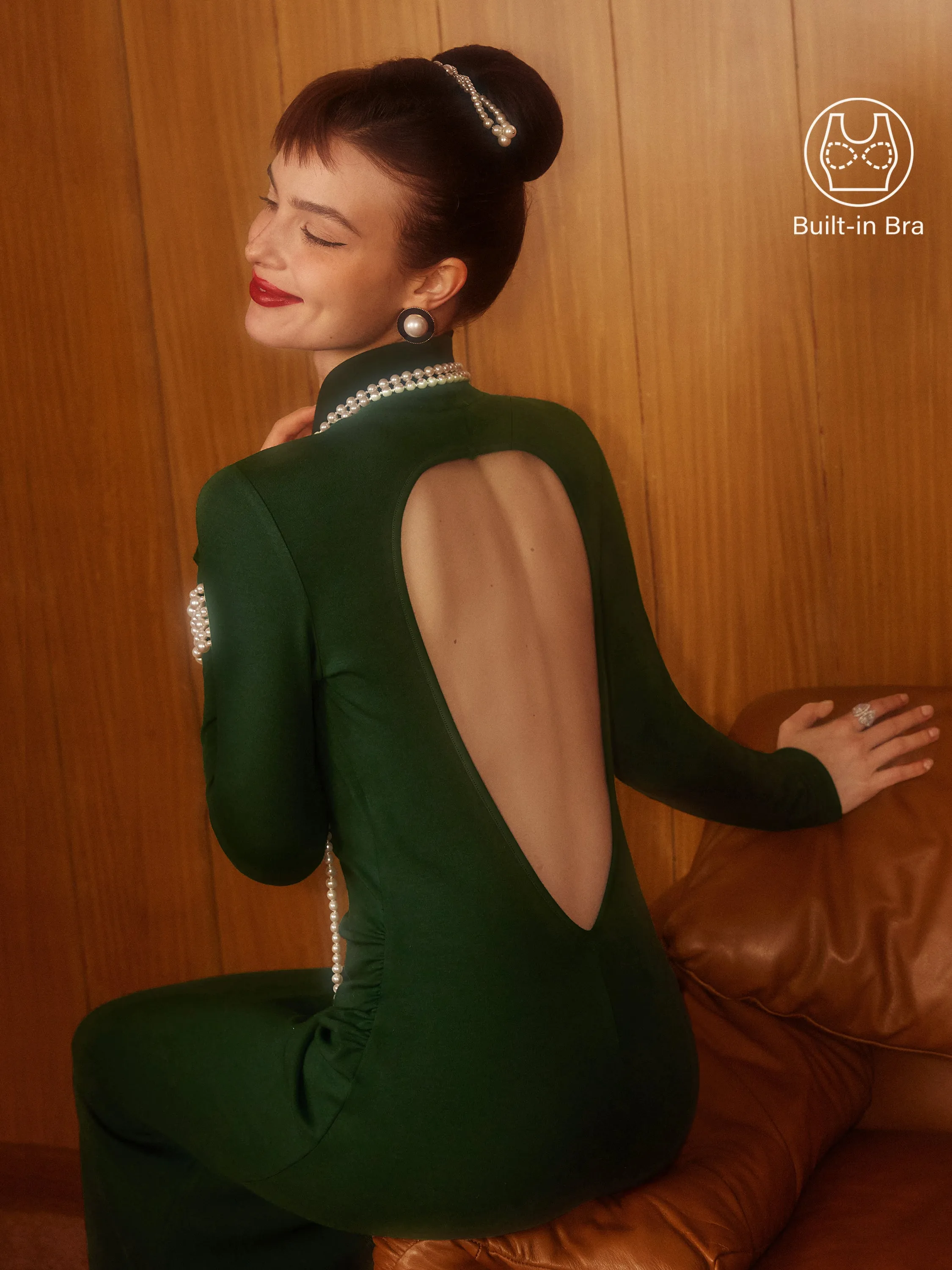 Mockneck Open-Back Bandless Brami Dress