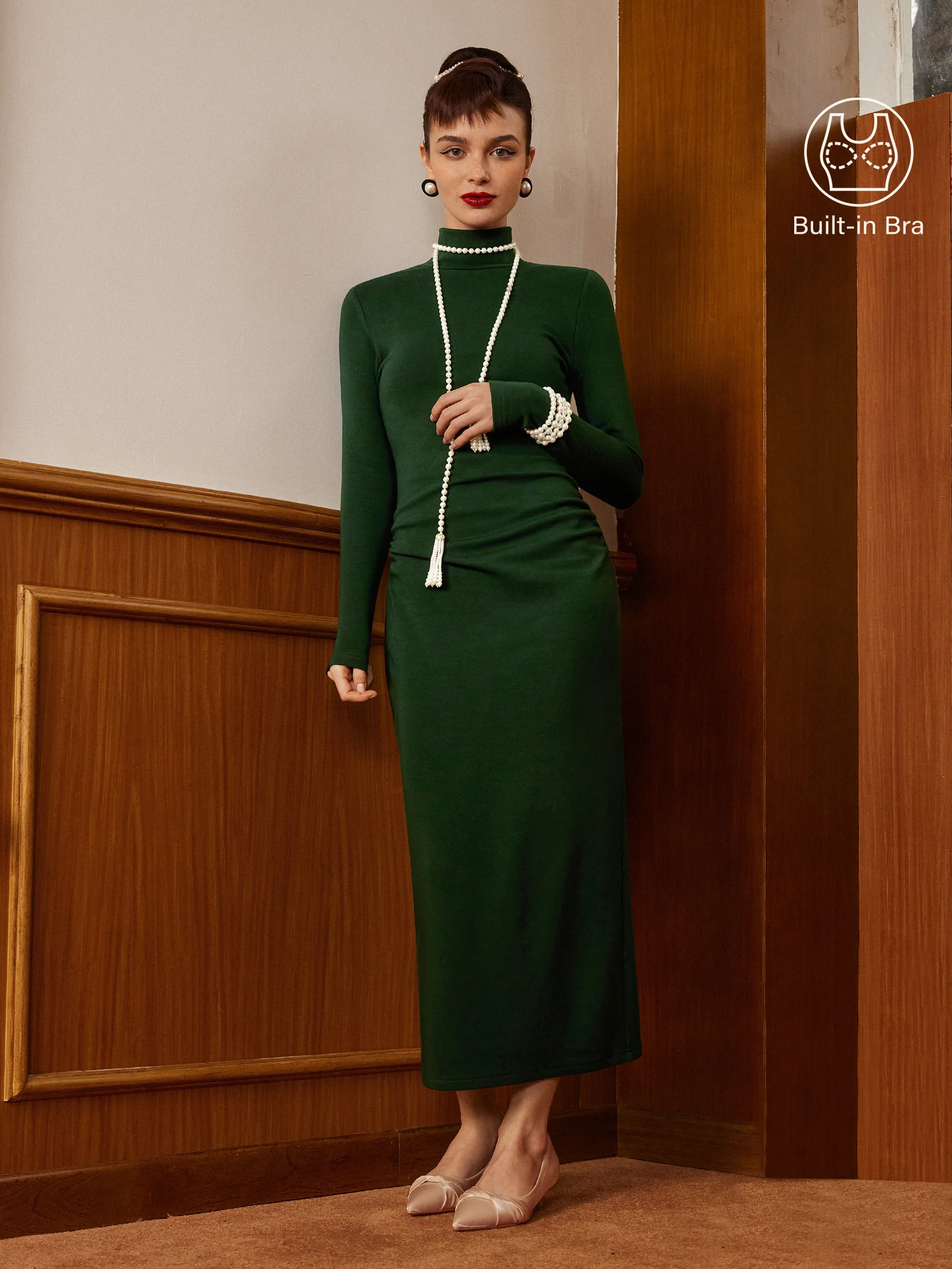 Mockneck Open-Back Bandless Brami Dress