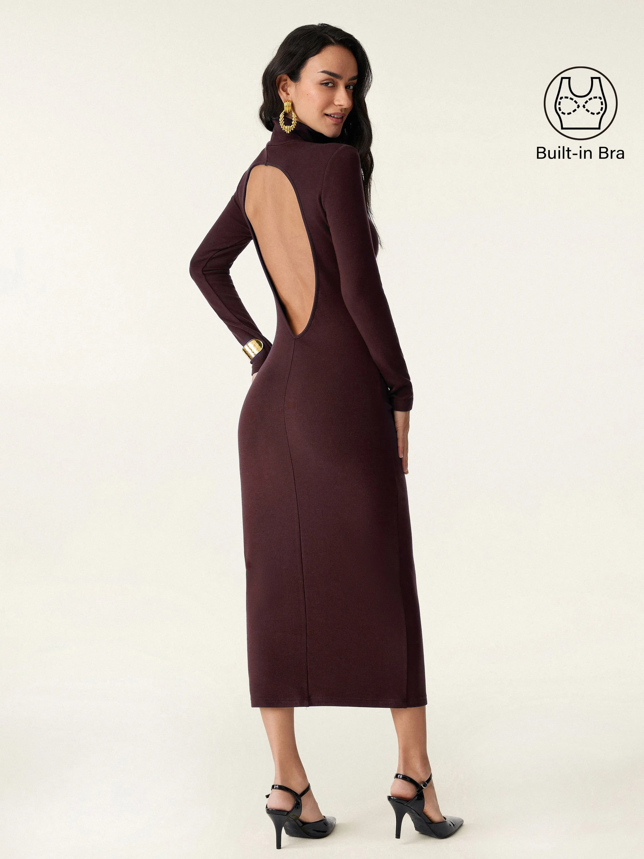 Mockneck Open-Back Bandless Brami Dress