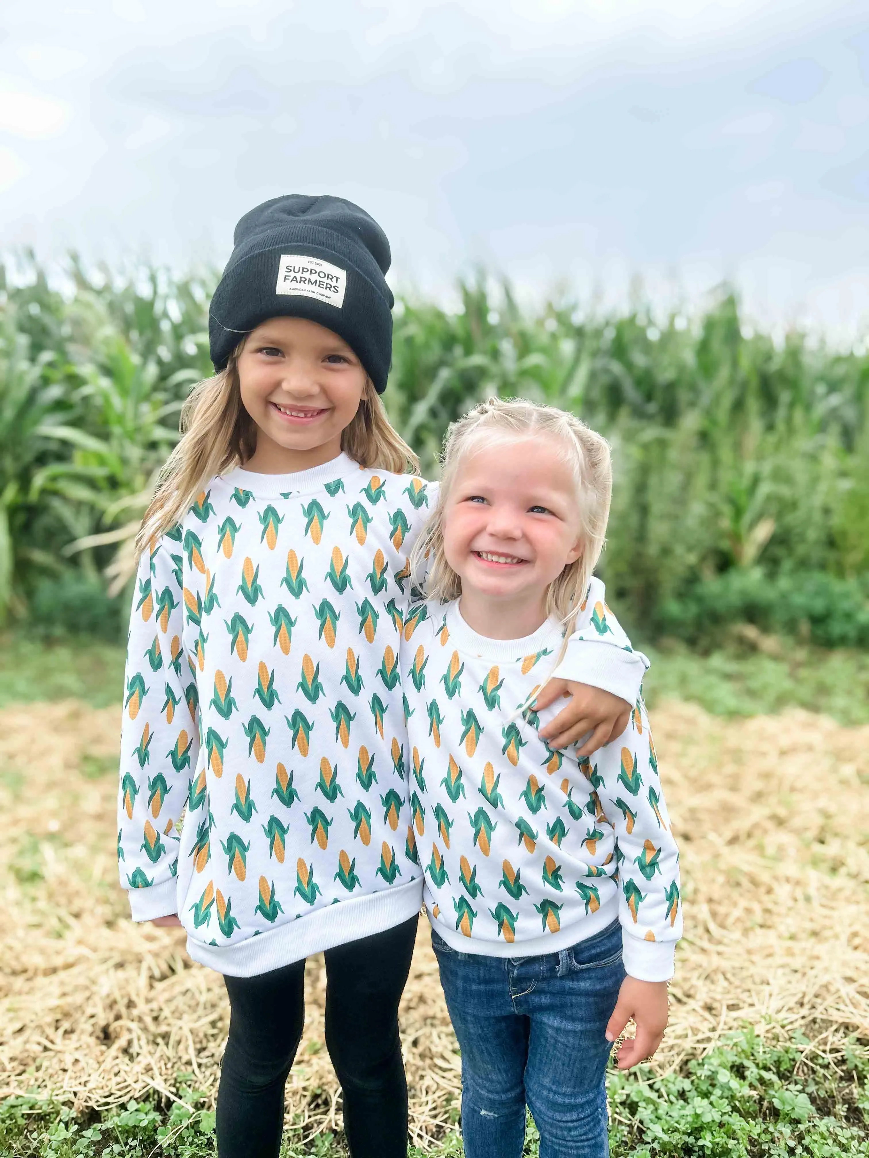 Mom & Me White Corn Crewneck - Kids
