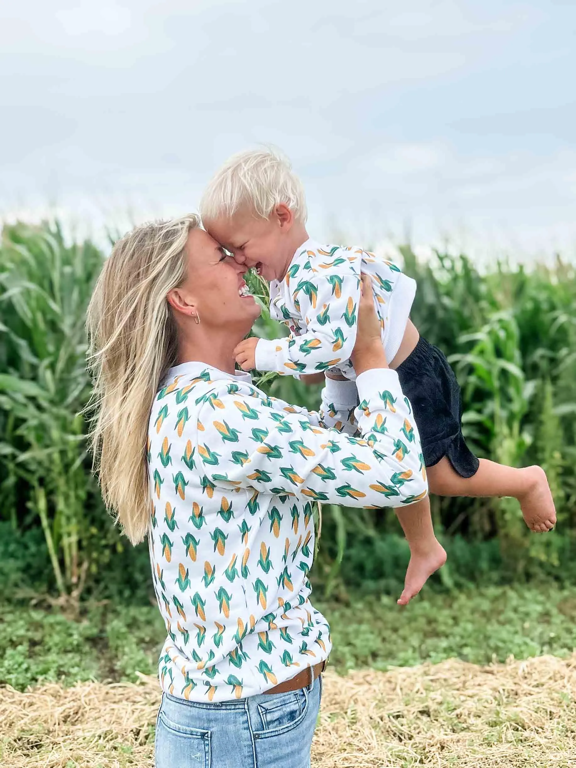 Mom & Me White Corn Crewneck - Kids