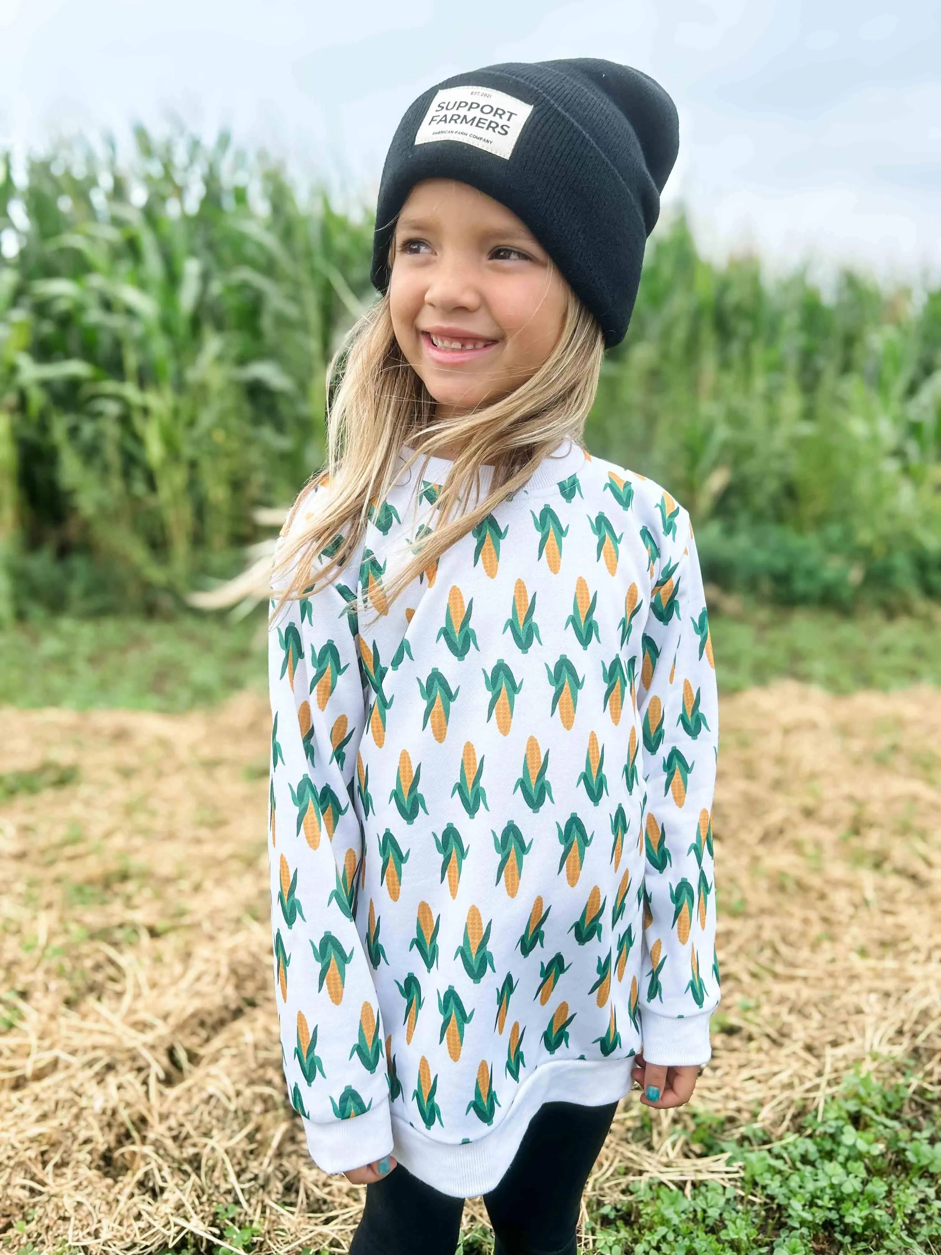 Mom & Me White Corn Crewneck - Kids