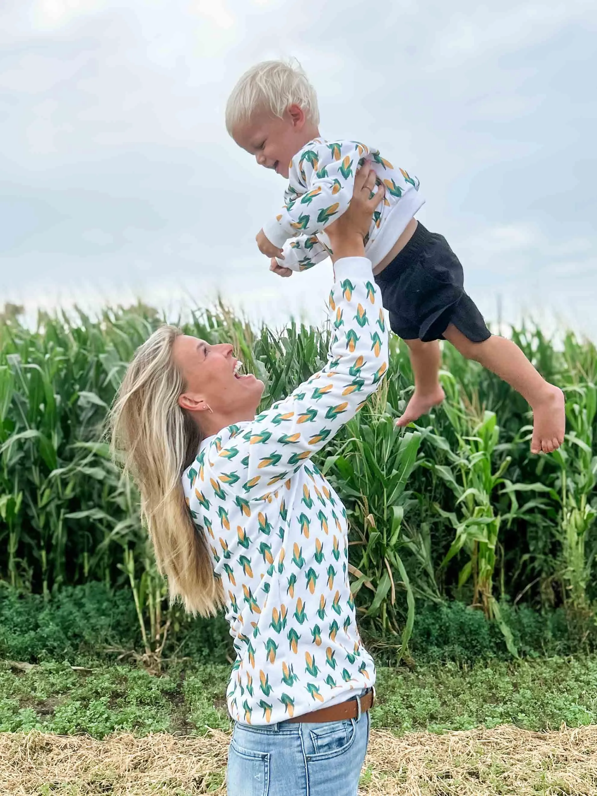 Mom & Me White Corn Crewneck - Kids