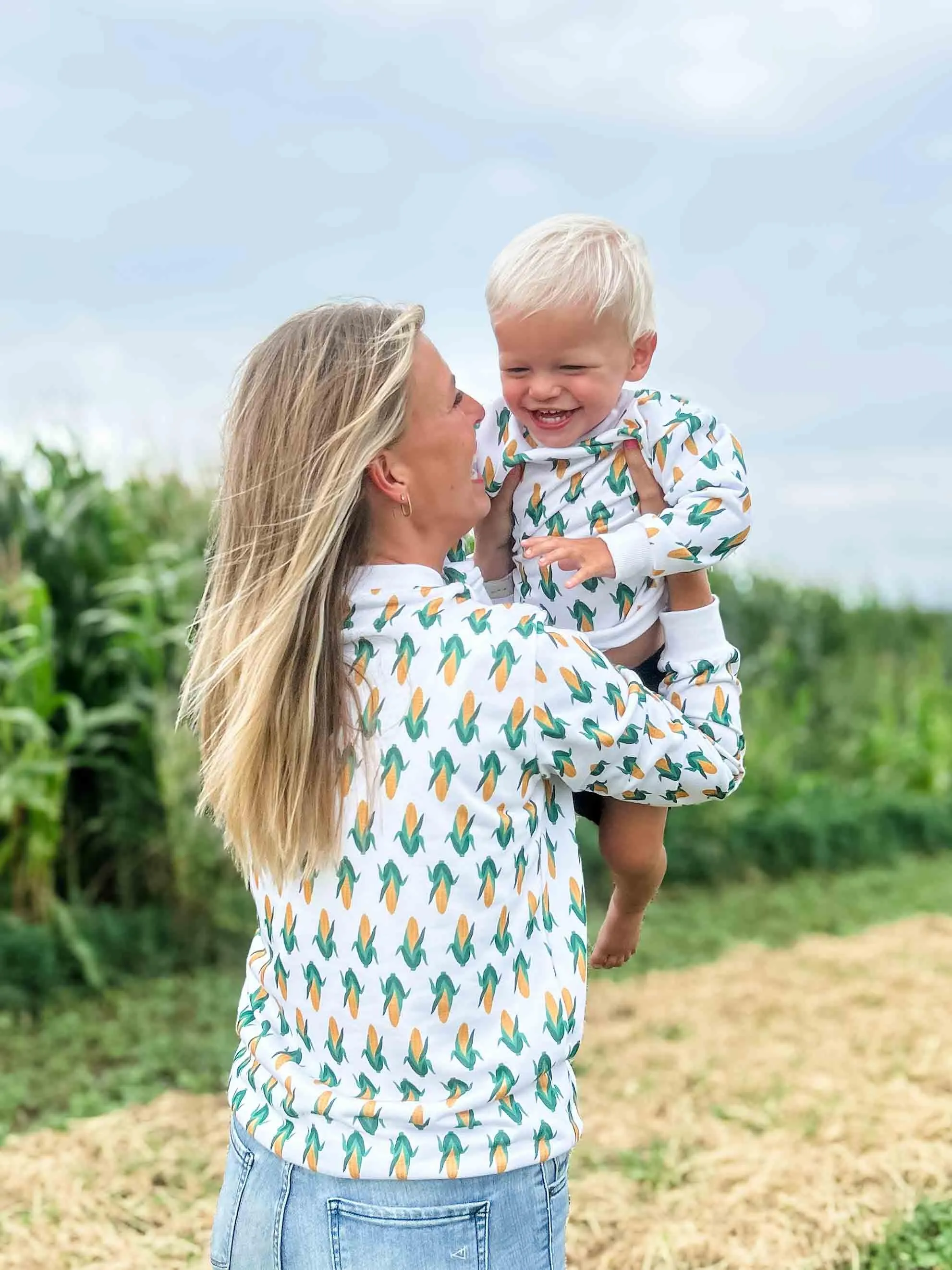 Mom & Me White Corn Crewneck - Kids