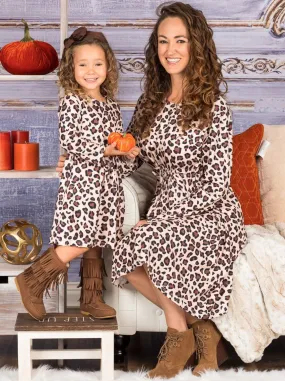 Mommy and Me Leopard Knot-Waist Maxi Dress