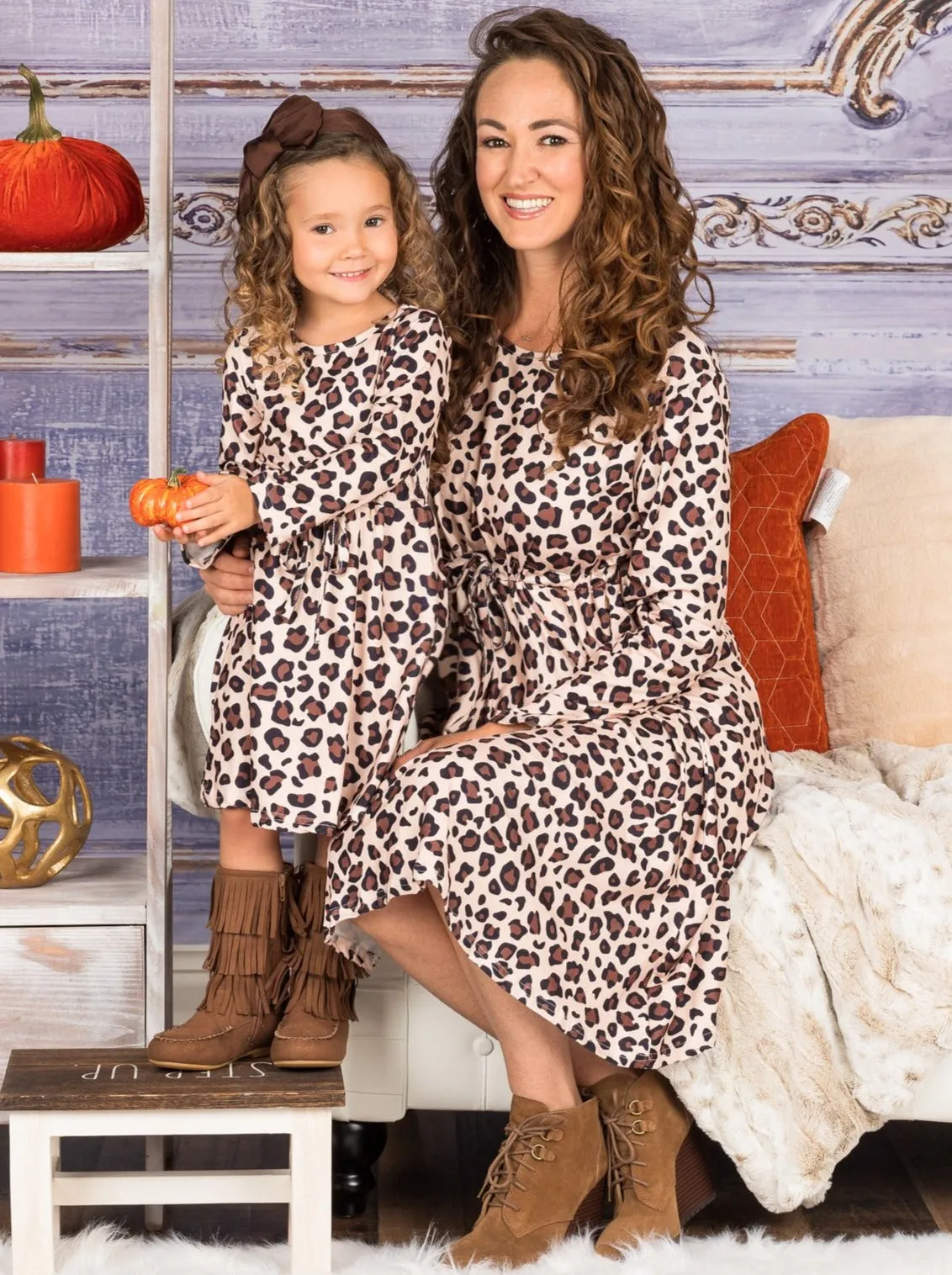 Mommy and Me Leopard Knot-Waist Maxi Dress