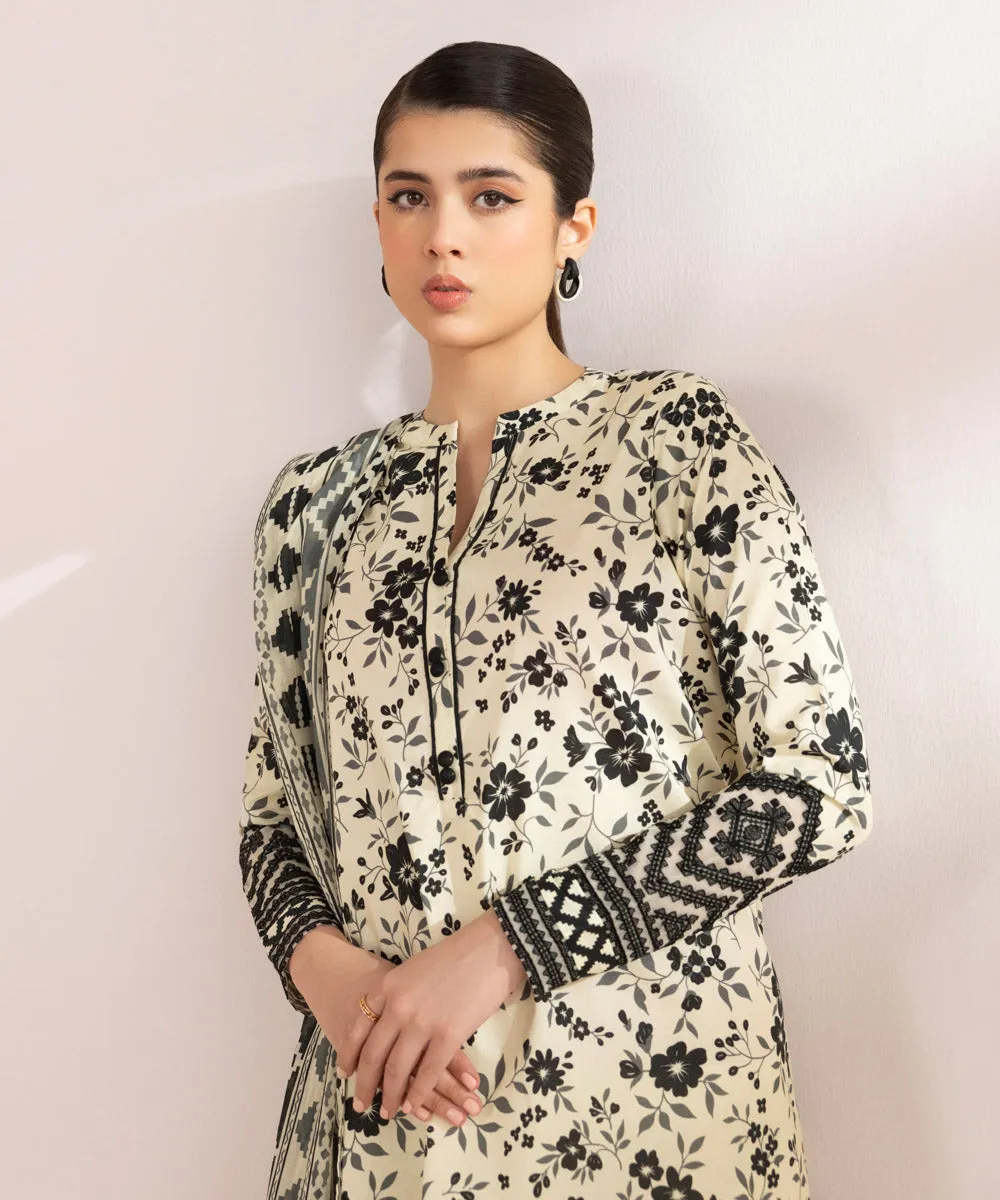 Monochrome '24-2 Piece - Embroidered Lawn Suit - 0U2Dedy24V41