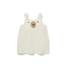 MORI Bear Sherpa Pinafore Dress - Ecru