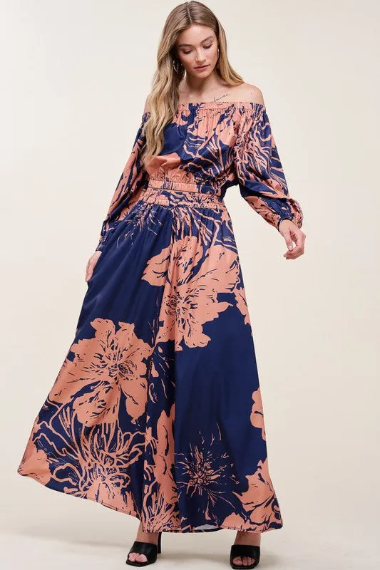 Multi Off Shoulder Top And Wide Pants Set