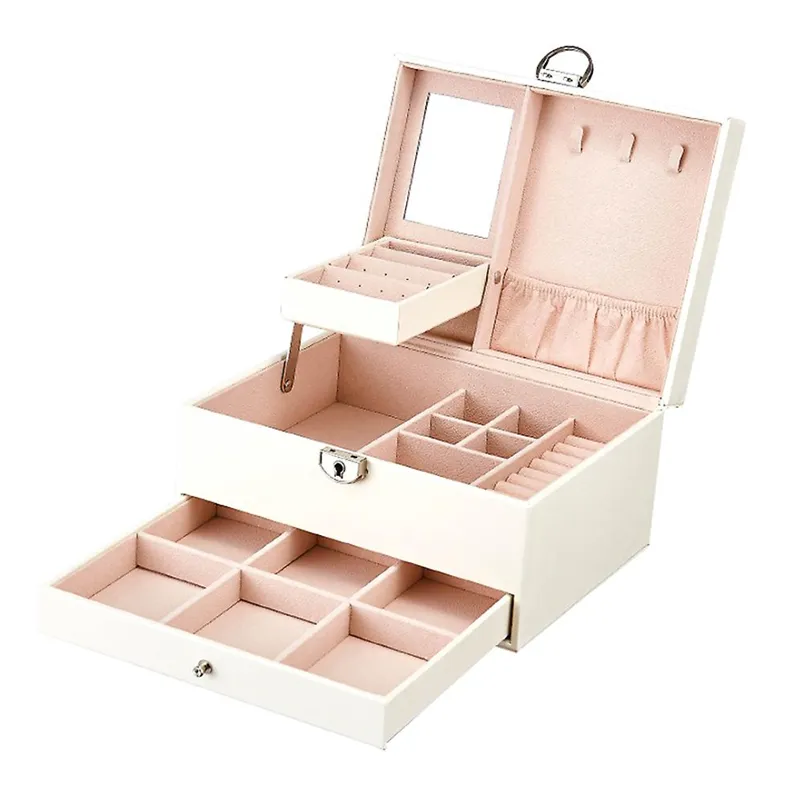 Multifunctional Multi-Layer Leather Jewelry Storage Case