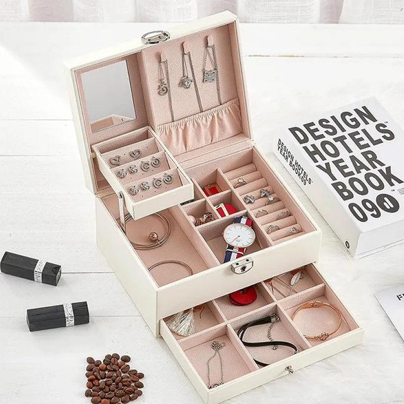 Multifunctional Multi-Layer Leather Jewelry Storage Case