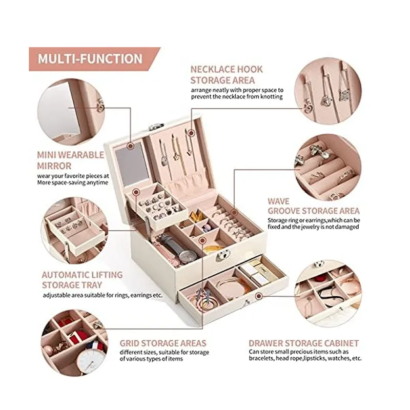 Multifunctional Multi-Layer Leather Jewelry Storage Case