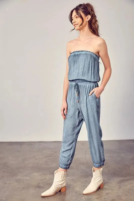 Mustard Seed Raw Edge Detail Tube Jumpsuit