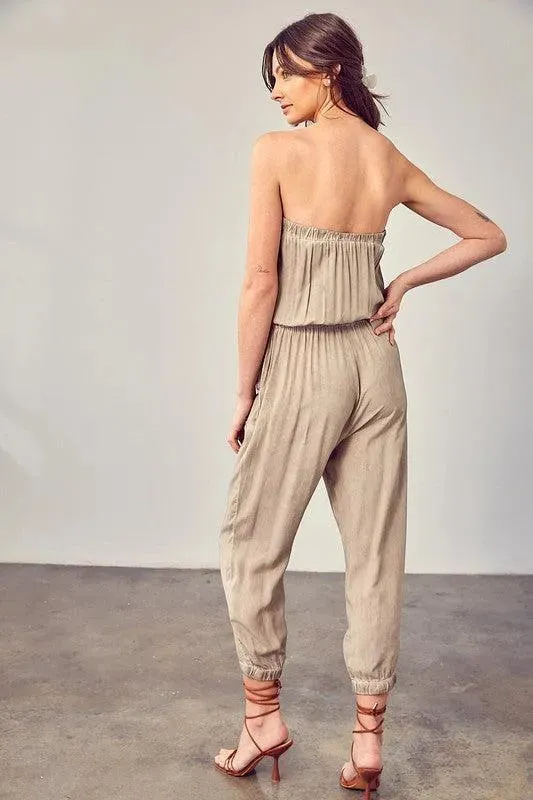 Mustard Seed Raw Edge Detail Tube Jumpsuit
