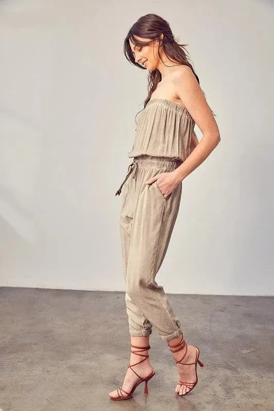 Mustard Seed Raw Edge Detail Tube Jumpsuit