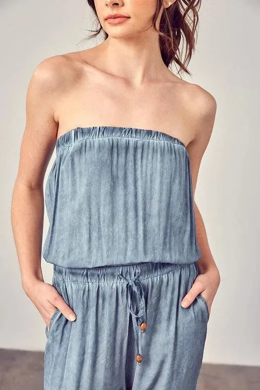 Mustard Seed Raw Edge Detail Tube Jumpsuit