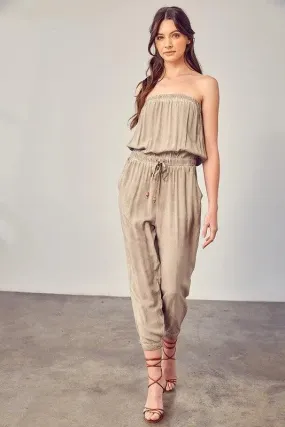 Mustard Seed Raw Edge Detail Tube Jumpsuit