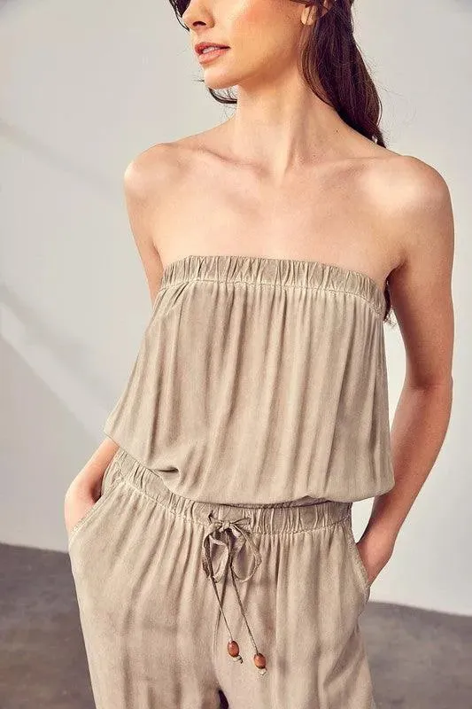 Mustard Seed Raw Edge Detail Tube Jumpsuit