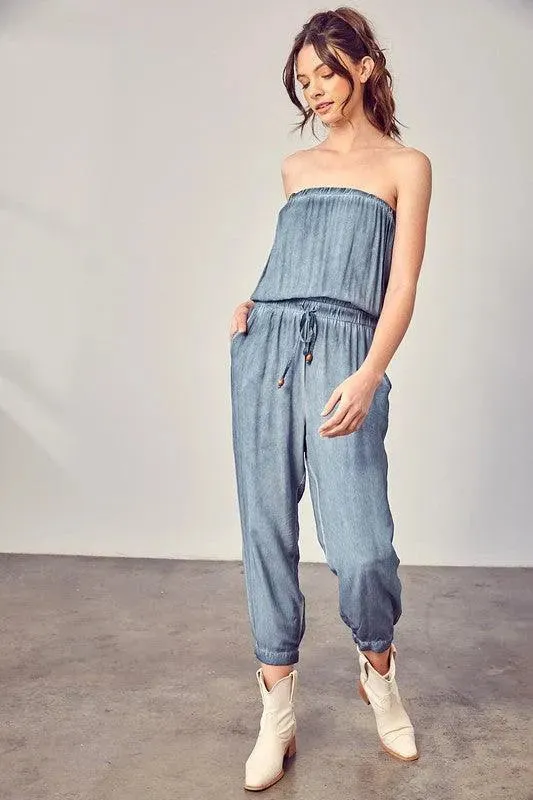 Mustard Seed Raw Edge Detail Tube Jumpsuit