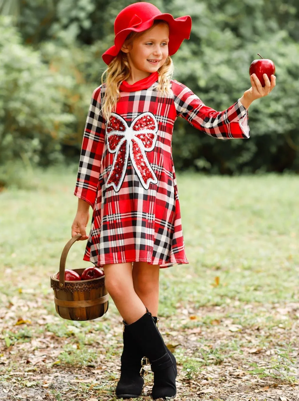 My Precious Gift Plaid Turtleneck Dress