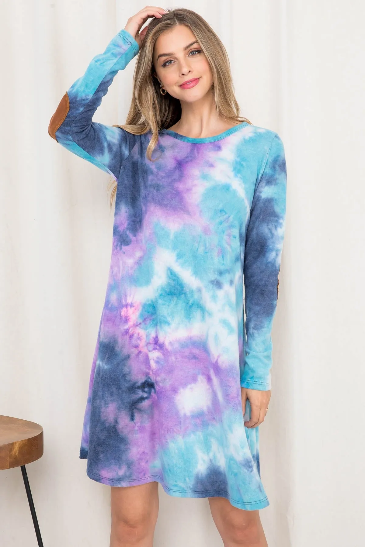 NAVY PURPLE TIE DYE DRESS