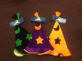 Neon witches/wizards hat - Halloween/fancy dress-ONE COLOUR CHOSEN AT RANDOM (PURPLE & ORANGE)