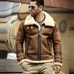 New Mens B3 Airforce Sheepskin Shearling Leather Jacket