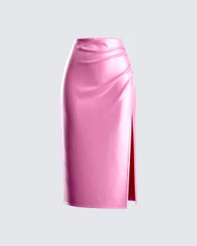 Nikita Pink Satin Midi Skirt
