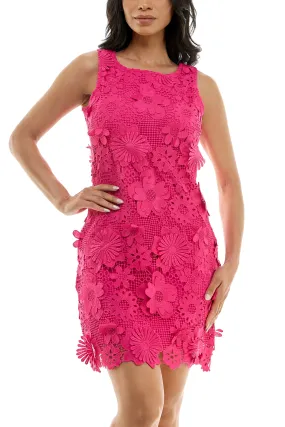 Nina Leonard Scoop Neck Crochet Lace Sheath Dress