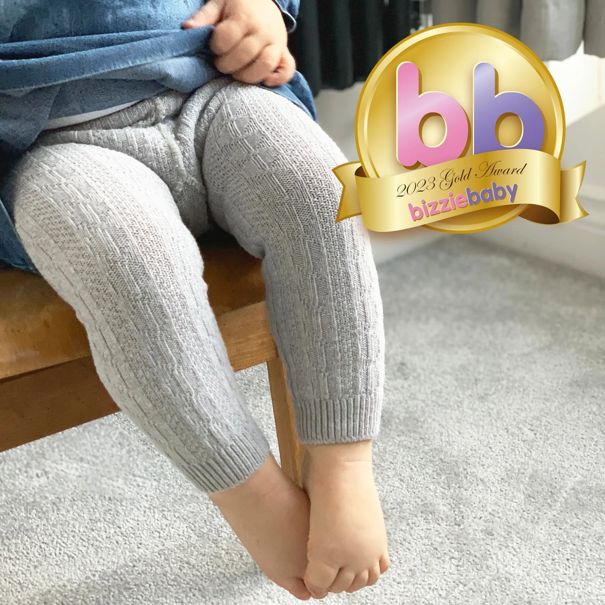 Non-Slip, Stay-on Bootie Bundle   Stay-on Socks   Cable Knit Leggings - Pistachio Corduroy