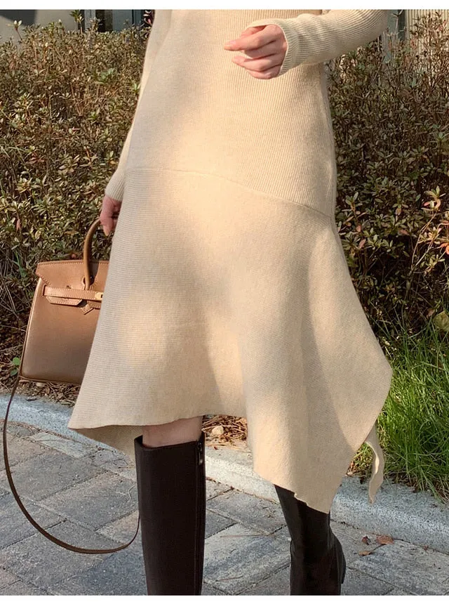 Off-Shoulder Knit Long Dress