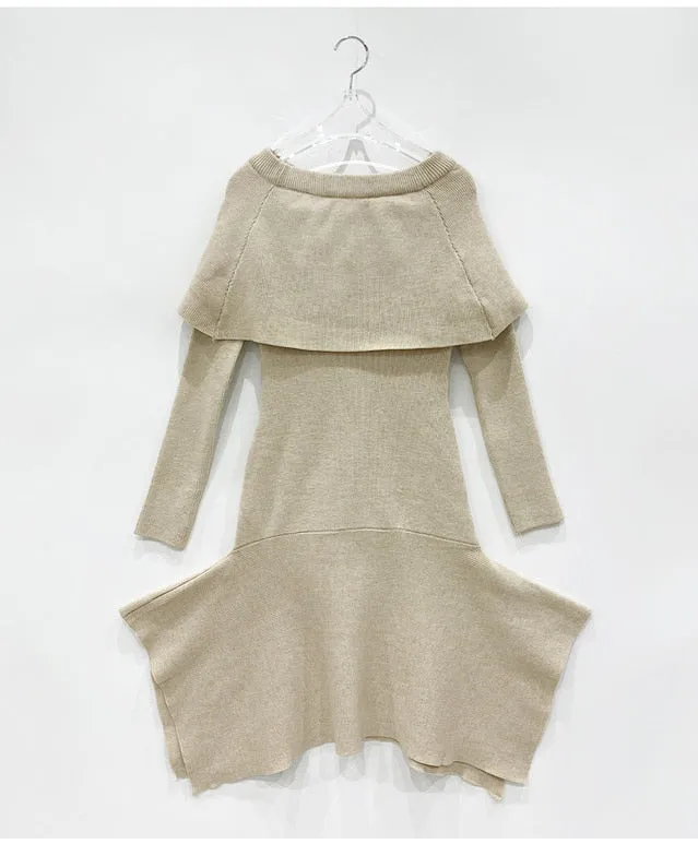 Off-Shoulder Knit Long Dress